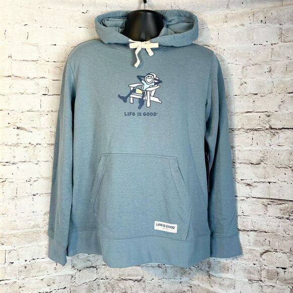 Life Is Good Adirondack Jake French Terry Lightweight Hoodie Blue NWT Small - Picture 1 of 8